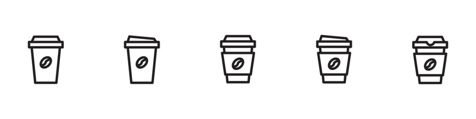 Coffee line icon set. Beans bag, roasting, turkish cezve, drip pods, percolator, chorreador, filters, capsules, espresso vector illustrations, coffee beans. Simple outline signs for cafe menu