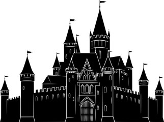 Obraz premium castle line art silhouette vector illustration 