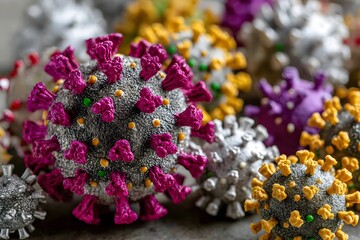 Colorful floral arrangement, vibrant purple and yellow blooms nested together, perfect for decoration or cheerful ambiance.