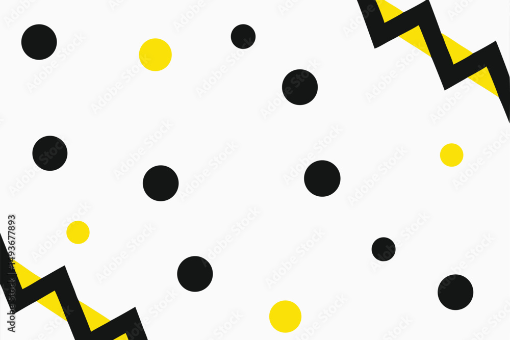 Poster abstract geometric composition featuring polka dots and zigzag design elements