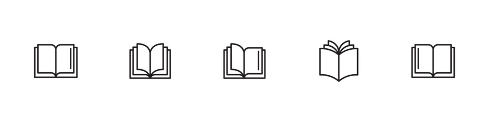 Book icons set, logo isolated on white background, vector illustration.