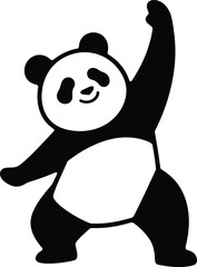 Stretching Panda Cheerful Cartoon, Happy Panda Illustration for Kids Design