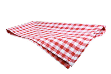 
Hanging tablecloth red checkered isolated on white background