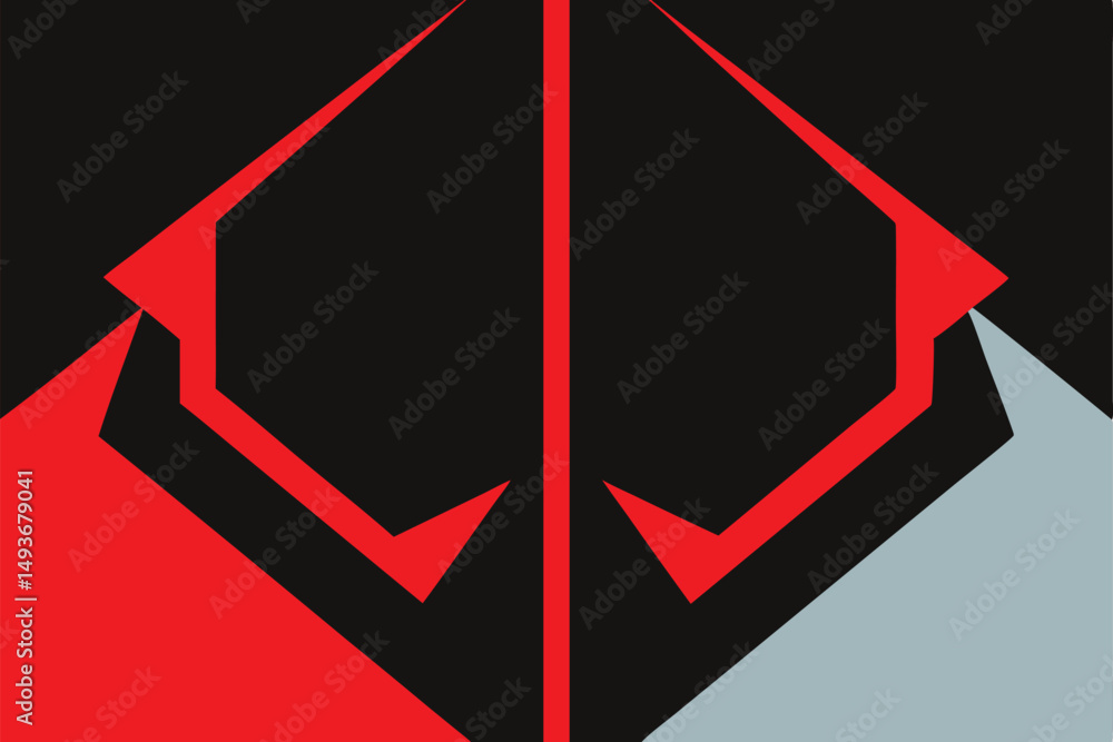 Aufkleber abstract geometric composition of red shapes and lines on a transparent background