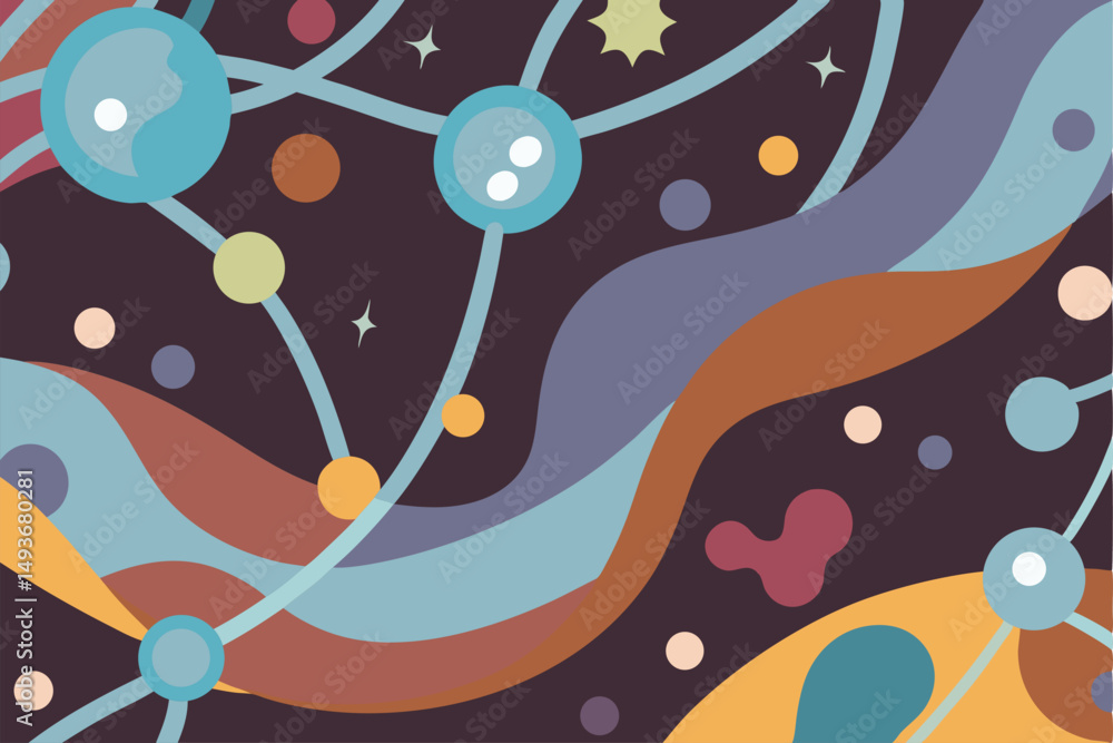 Poster abstract geometric design with lines circles and curves on a transparent background