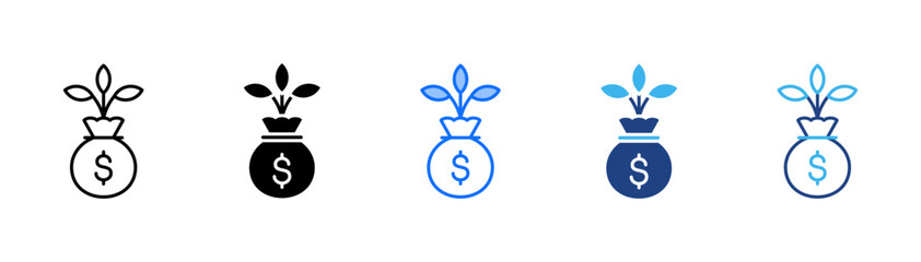 Growth Icon Set With Multiple Style Collection 