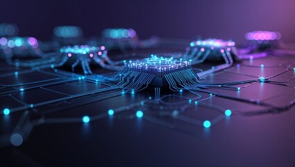 Obraz premium Exploration of advanced circuit technology in a futuristic digital environment