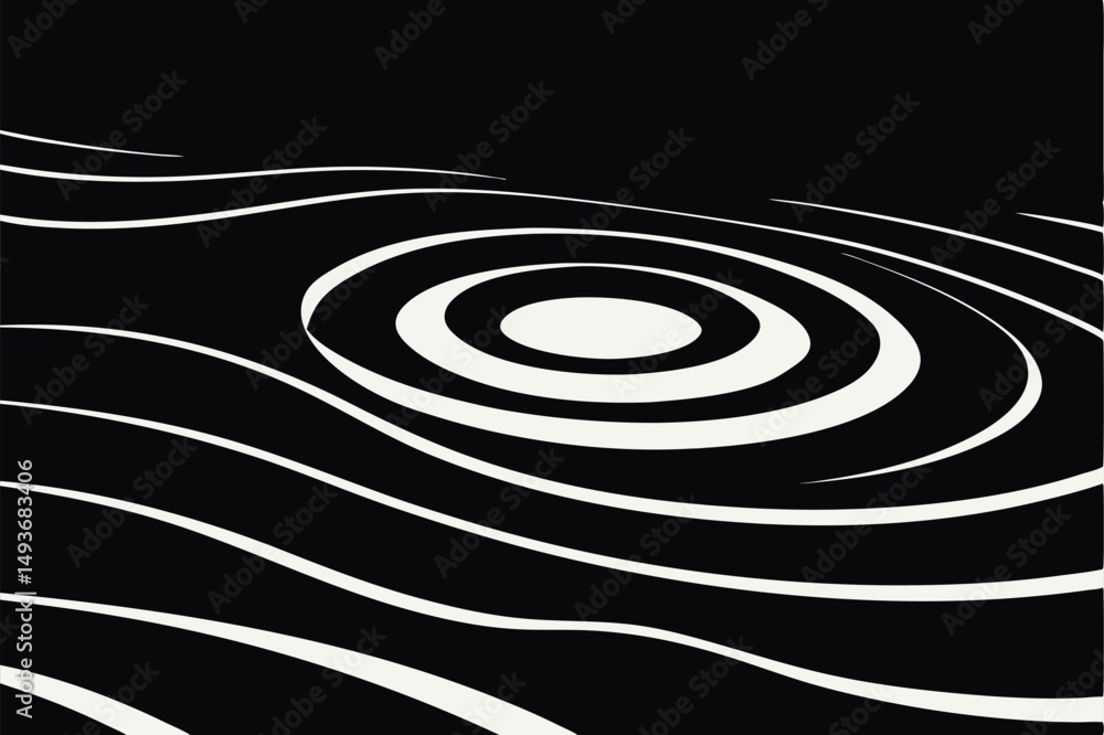 Poster abstract monochrome design featuring swirling waves and gradient mesh elements