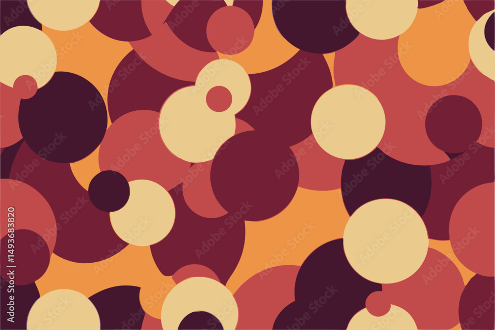 Poster abstract overlapping circles pattern in warm tones seamless design for backgrounds
