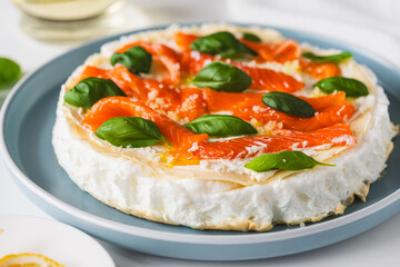 Omelette Poulard. Omelette of Mother Poulard. French omelette with whipped egg whites, lightly...