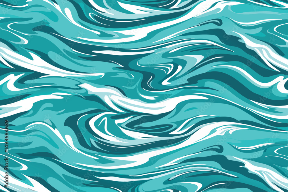 Poster abstract swirling pattern in teal and white for graphic design projects