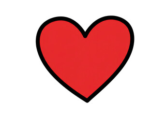 Red heart isolated on transparent background with black outline