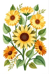 Elegant Sunflower Arrangement with Yellow and Orange Blooms and Green Foliage