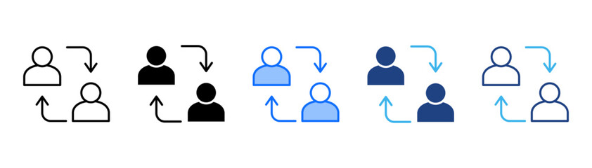 Peer To Peer Icon Set With Multiple Style Collection 