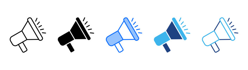 Megaphone Icon Set With Multiple Style Collection 