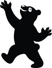 Walking Bear Silhouette Vector Art, Playful Bear Outline for Cutting Files