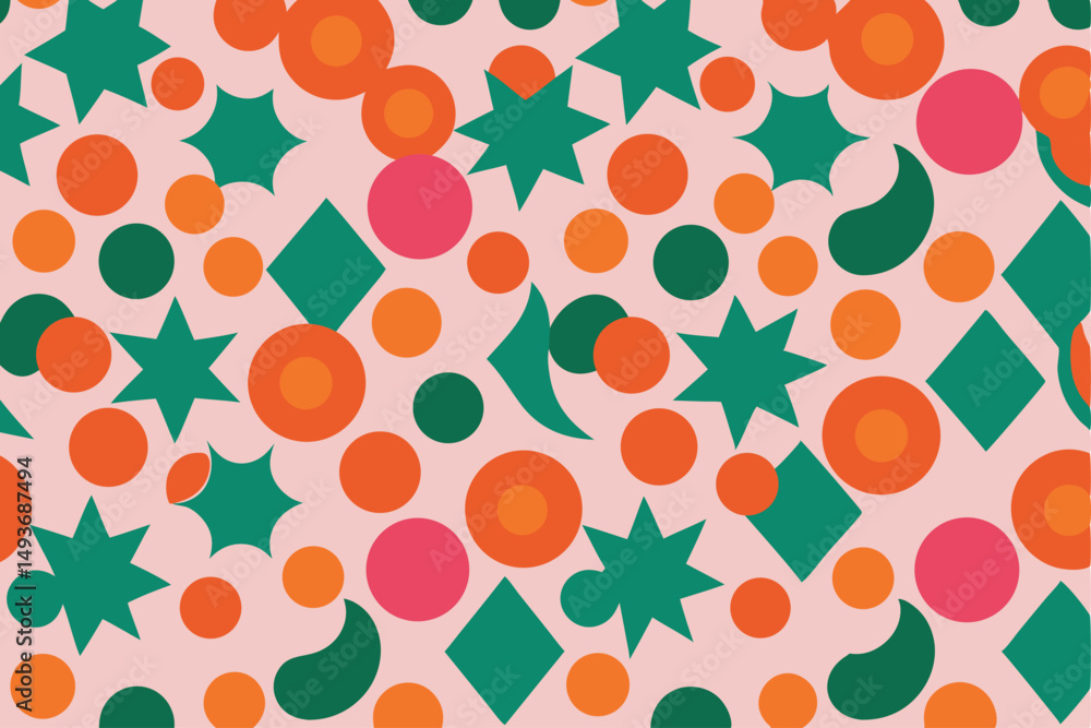 Poster colorful abstract geometric pattern seamless background with various shapes and colors