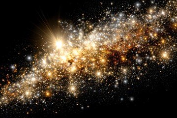 Obraz premium Bright cosmic nebula, swirling stars and luminous gas clouds in a vast galaxy, perfect for space-themed designs and presentations.