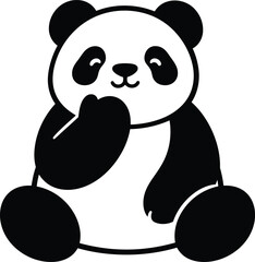 Seated Cartoon Panda Kids Design, Sitting Panda Vector for Children Apparel