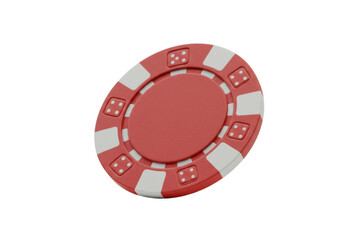 Naklejka premium Red casino chip isolated on transparent background