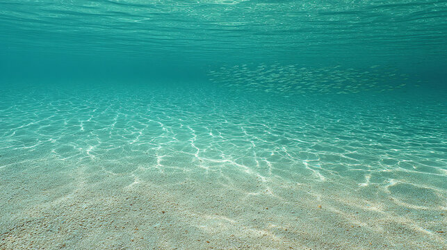 Underwater Scene: Sandy Seabed with School of Fish