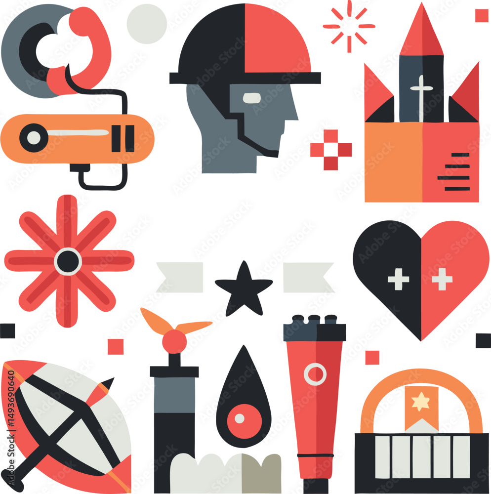 Poster geometric design elements collection suitable for various creative and artistic design projects