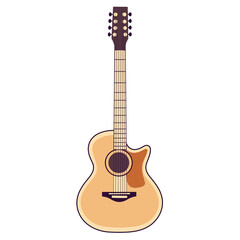 Obraz premium Simple acoustic guitar art. PNG image, transparent background