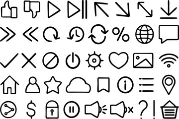 A collection of Minimalist Line Icons designed for Media and Communication purposes