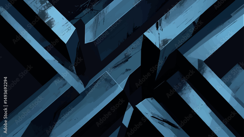 Aufkleber intersecting brutalist slabs. vector minimal geometry with strong symmetry and deep shadows.