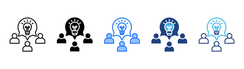 Collaboration Icon Set With Multiple Style Collection 
