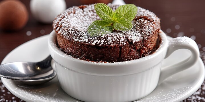 photo of delicious chocolate souffle 