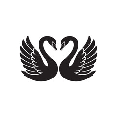 Swans Forming Heart Shape Silhouette