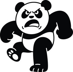 Obraz premium Angry Panda Stock Illustration, Fierce Panda Character for Poster Design