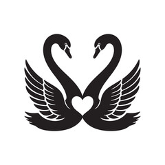 Swans Forming Heart Shape Silhouette