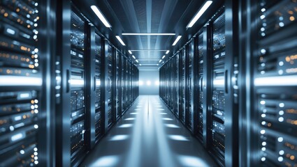 Overhead view of a server room displaying various forms and spots.