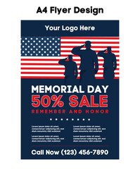 Memorial Day with American Flag Background Banner. Vector Illustration. U.S. Flag. United States Flag, USA army soldiers saluting, Greeting card for Veterans Day, Independence Day, Remember and Honor.