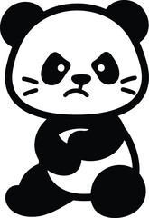 Angry Panda Cartoon Drawing, Fierce Panda Illustration for Merchandise