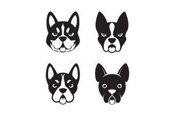 French Bulldog Vector Faces Cute Dog Icon Set with Tongue Out Expressions
