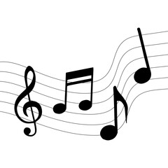 Music Notes on Staff  Classic Musical Notation  Rythem With Black Color Design Element 