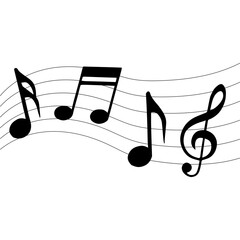 Music Notes on Staff  Classic Musical Notation  Rythem With Black Color Design Element 