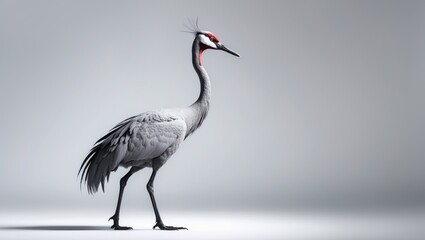 Obraz premium Gray crane set on a white canvas