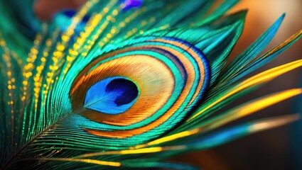 Obraz premium Detailed view of a peacock feather