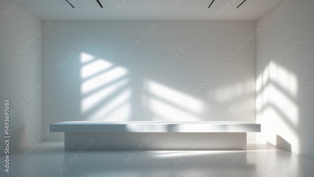 Poster showcase product against a blurred background in an empty room.