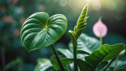 Obraz premium Bush of Young Green Anthurium Plant