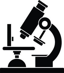 Microscope silhouette, microscope isolated on white