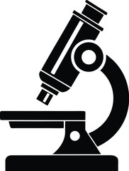 Microscope silhouette, microscope isolated on white