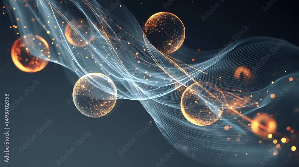 Aufkleber tech sphere with golden glow – dynamic flow