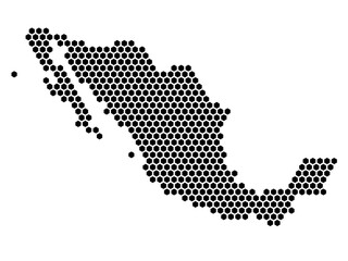 Hexagonal Grid map of Mexico Small