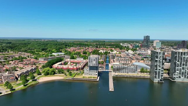 Aerial from the city Almere in the Netherlands