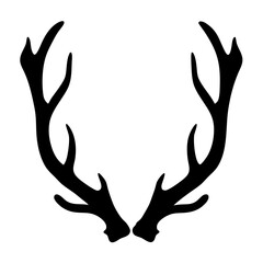 Majestic Deer Antler Rack Silhouette Vector on transparent background
